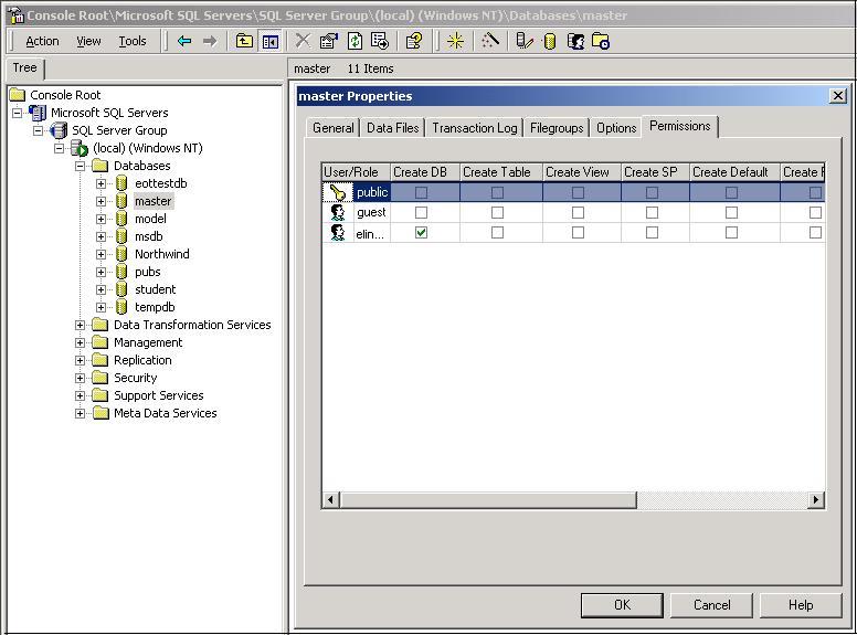 database permissions