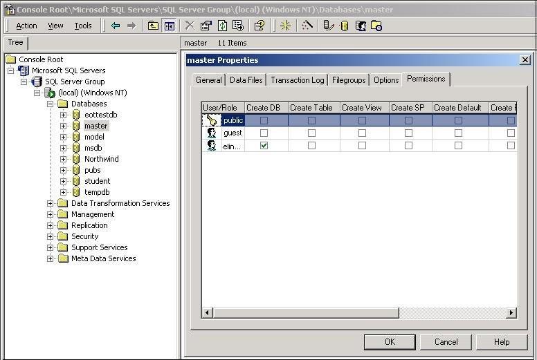 database permissions